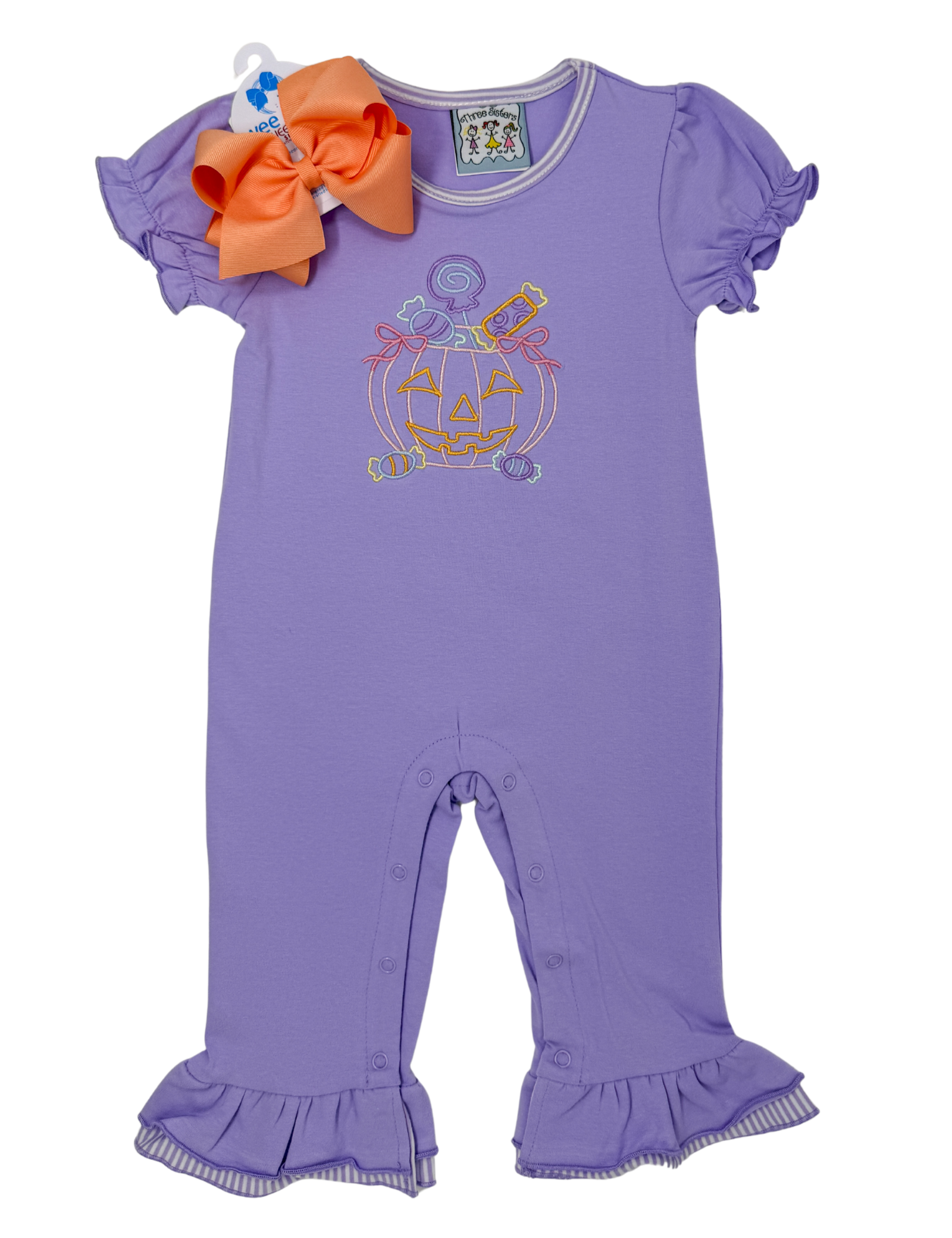 Girls Trick or Treat Romper Girls Bubbles + Rompers Three Sisters