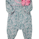 Girls Ice Blue Floral Piped Chest Bubble