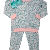 Girls Ice Blue Floral Jogger Set
