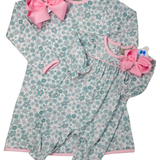 Girls Ice Blue Floral A-Line Dress