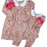 Girls Persimmon Floral Peter Pan Dress