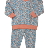 Girls Pink & Blue Floral Jogger Set
