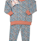 Girls Pink & Blue Floral Jogger Set