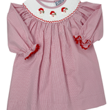 Santa Smocked L/S Bishop Dress Girls Occasion Dresses Three Sisters