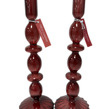 Glass Tapered Candlesticks - Assorted Home Decor Two's Company Burgundy