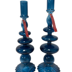 Glass Tapered Candlesticks - Assorted Home Decor Two's Company Navy