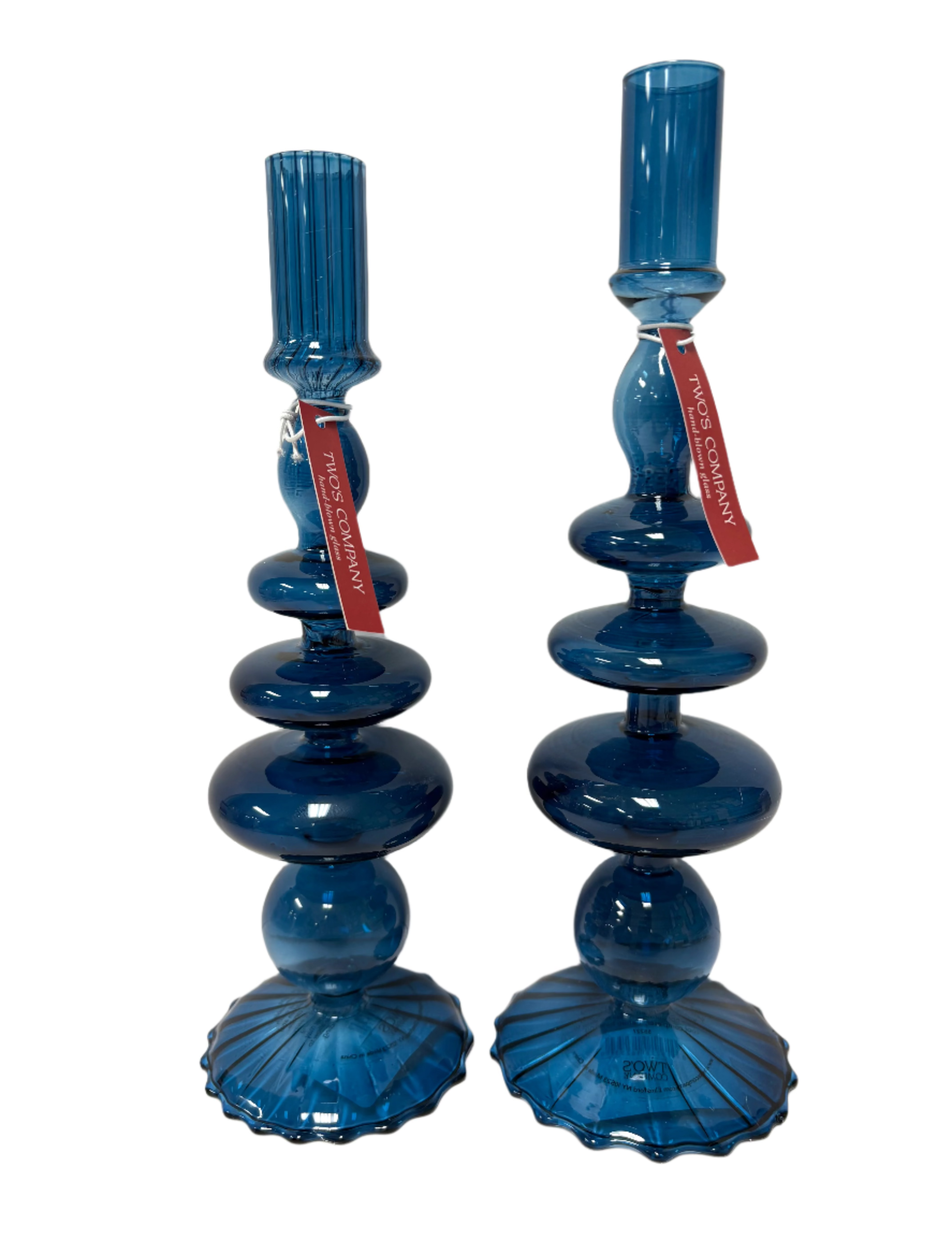 Glass Tapered Candlesticks - Assorted Home Decor Two's Company Navy