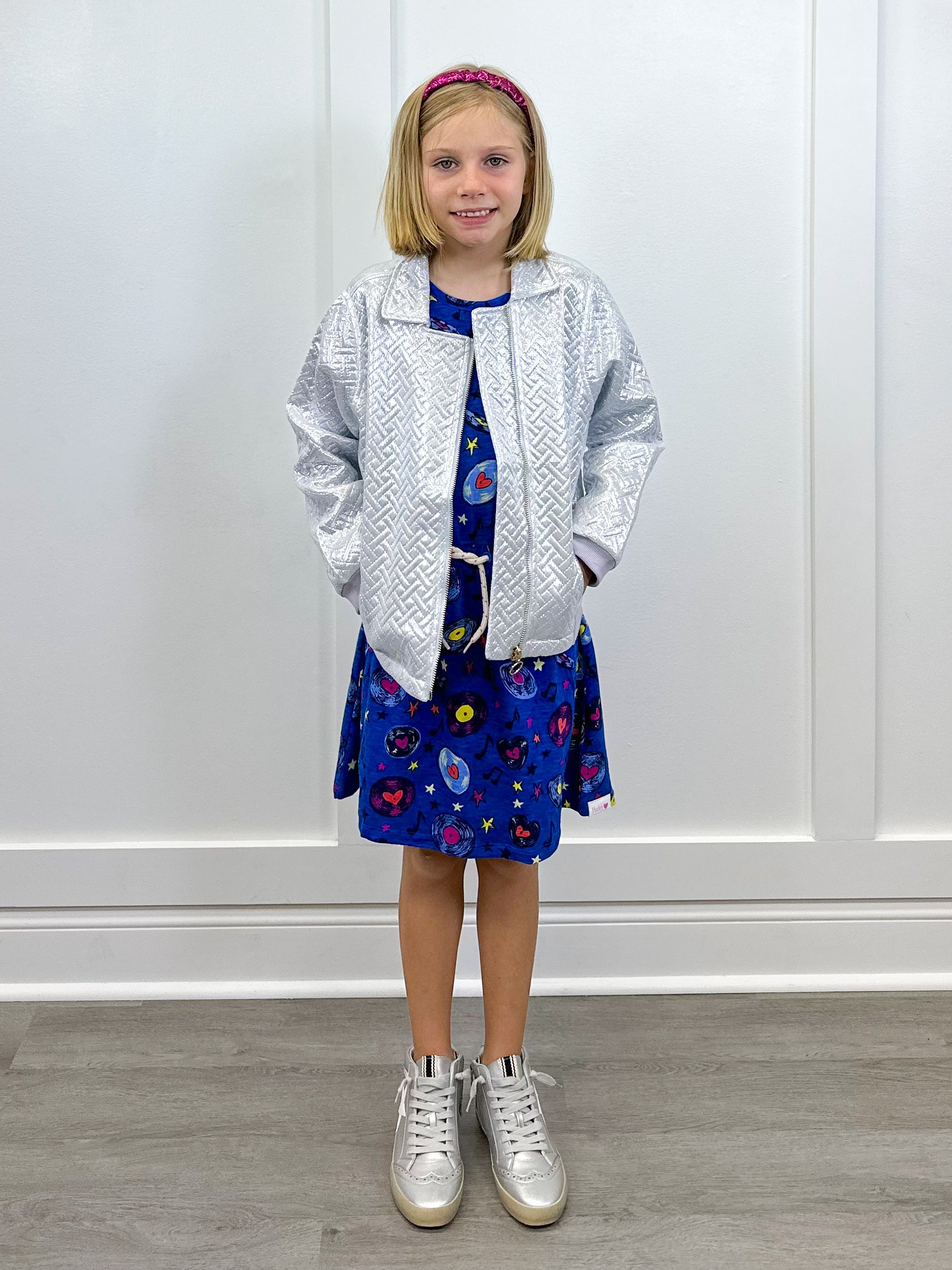 Quilted Moto Jacket - Silver Girls Outerwear Bisby