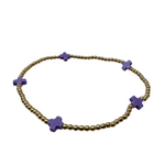 Signature Cross Small Gold Pattern 2mm Bracelet - Purple Bracelets enewton
