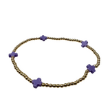 Signature Cross Small Gold Pattern 2mm Bracelet - Purple Bracelets enewton