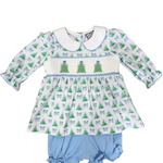 Christmas Tree Smocked Bloomer Set Girls Sets Three Sisters