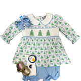 Christmas Tree Smocked Bloomer Set Girls Sets Three Sisters
