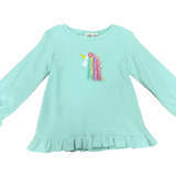 Unicorn Ruffle Swing Top - Lt. Jade Girls Tops + Tees Luigi