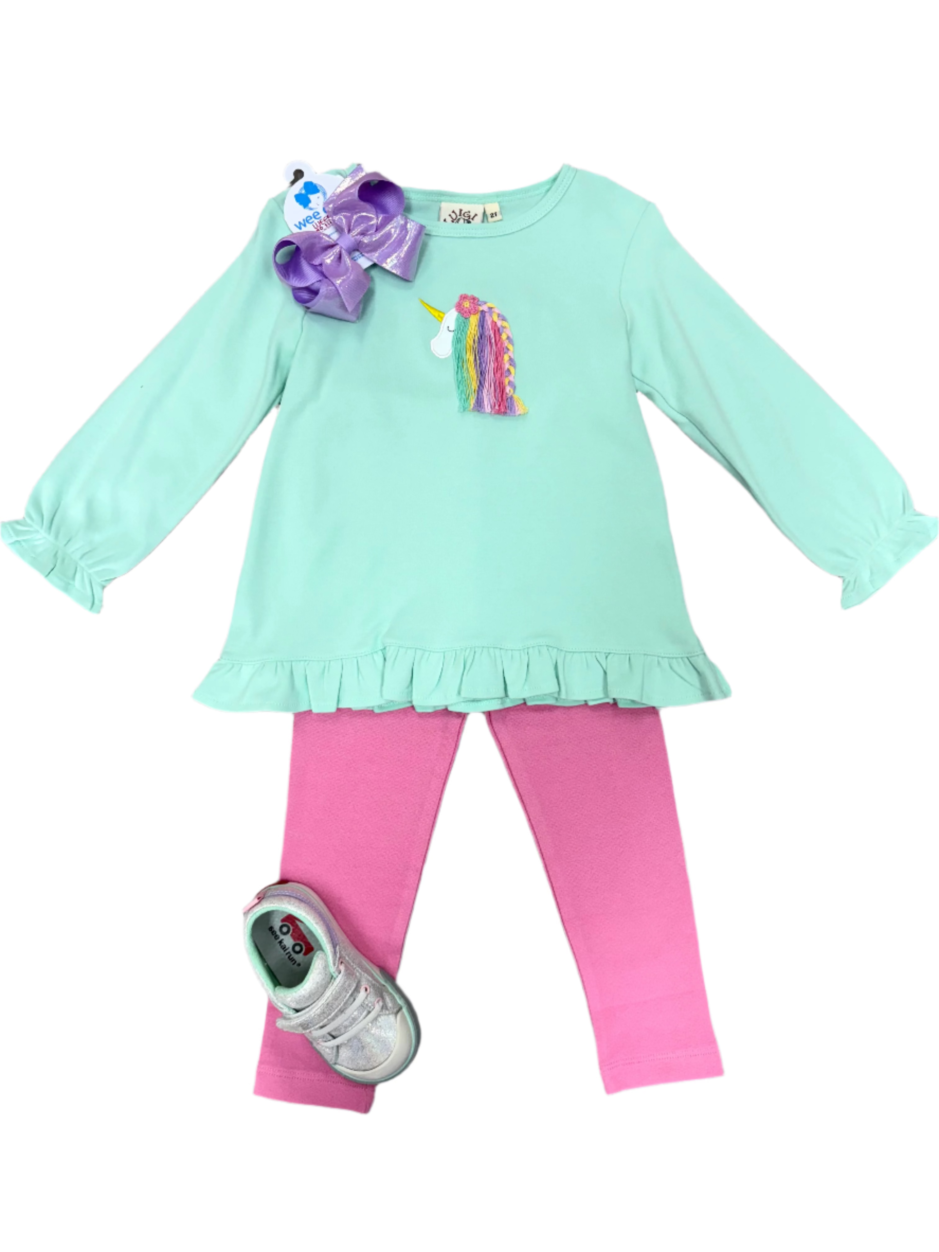 Unicorn Ruffle Swing Top - Lt. Jade Girls Tops + Tees Luigi