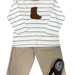 Boys Cowboy Boot L/S Tee - White & Sand Boys Shirts + Polos Luigi