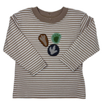 Boys Dino Footprints L/S Tee - Sand & White Boys Shirts + Polos Luigi