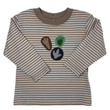 Boys Dino Footprints L/S Tee - Sand & White Boys Shirts + Polos Luigi