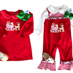 Christmas Sleigh Girls Romper Girls Occasion Dresses Millie Jay