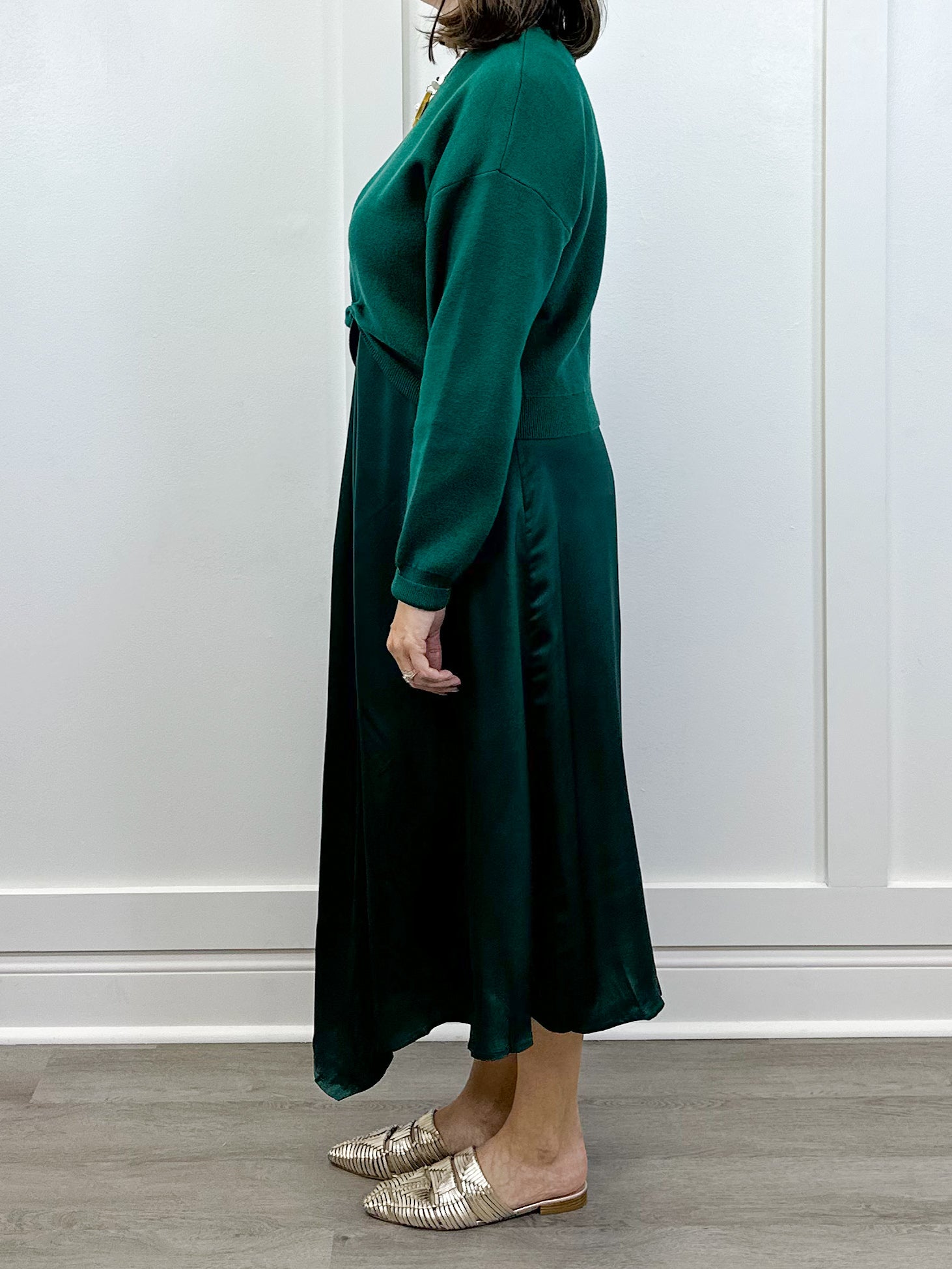 Emerald Twist Midi Dress Set Long Dresses Jodifl