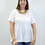 Boyfriend Round Neck Tee - White Tops Zenana
