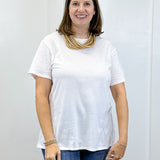 Boyfriend Round Neck Tee - White Tops Zenana