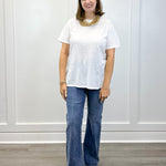 Boyfriend Round Neck Tee - White Tops Zenana