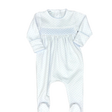 Light Blue Mini Dots Smocked Footie Baby Sleepwear Magnolia Baby
