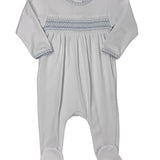 New Beginnings Blue Smocked Footie - Lt. Blue Baby Sleepwear Magnolia Baby