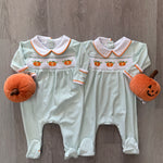 Lil' Pumpkin Classics Smocked Girl Footie - Celery Baby Sleepwear Magnolia Baby