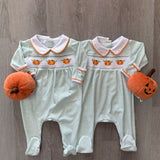 Lil' Pumpkin Classics Smocked Girl Footie - Celery Baby Sleepwear Magnolia Baby