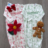 Boys Green Christmas Toile Hand Smocked Gown Baby Sleepwear Baby Loren