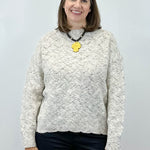 Mock Neck Puff Sleeve High Low Sweater - Cream Sweaters Tribal