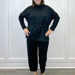 L/S Turtle Neck Combo Top - Black Sweaters Tribal