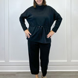 L/S Turtle Neck Combo Top - Black Sweaters Tribal