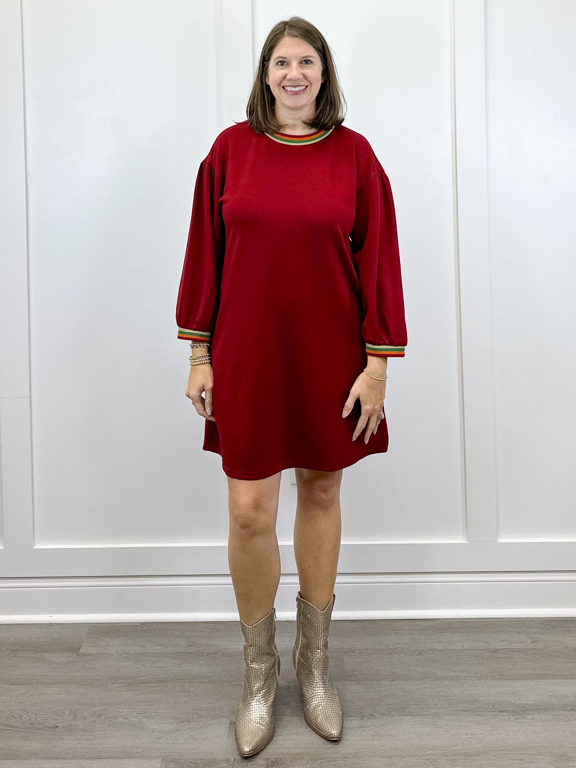 Autumn L/S Dress - Burgundy