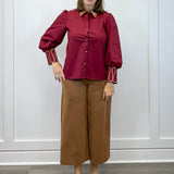 Bordeaux Statement Blouse - Burgundy Tops Jodifl
