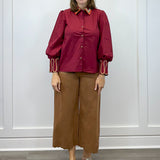 Bordeaux Statement Blouse - Burgundy Tops Jodifl