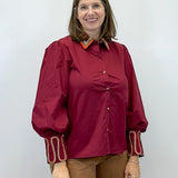 Bordeaux Statement Blouse - Burgundy Tops Jodifl
