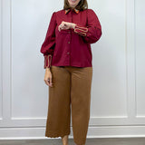 Bordeaux Statement Blouse - Burgundy Tops Jodifl