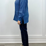 Parker Waffle Knit Cardigan - Dusty Blue Sweaters Zenana