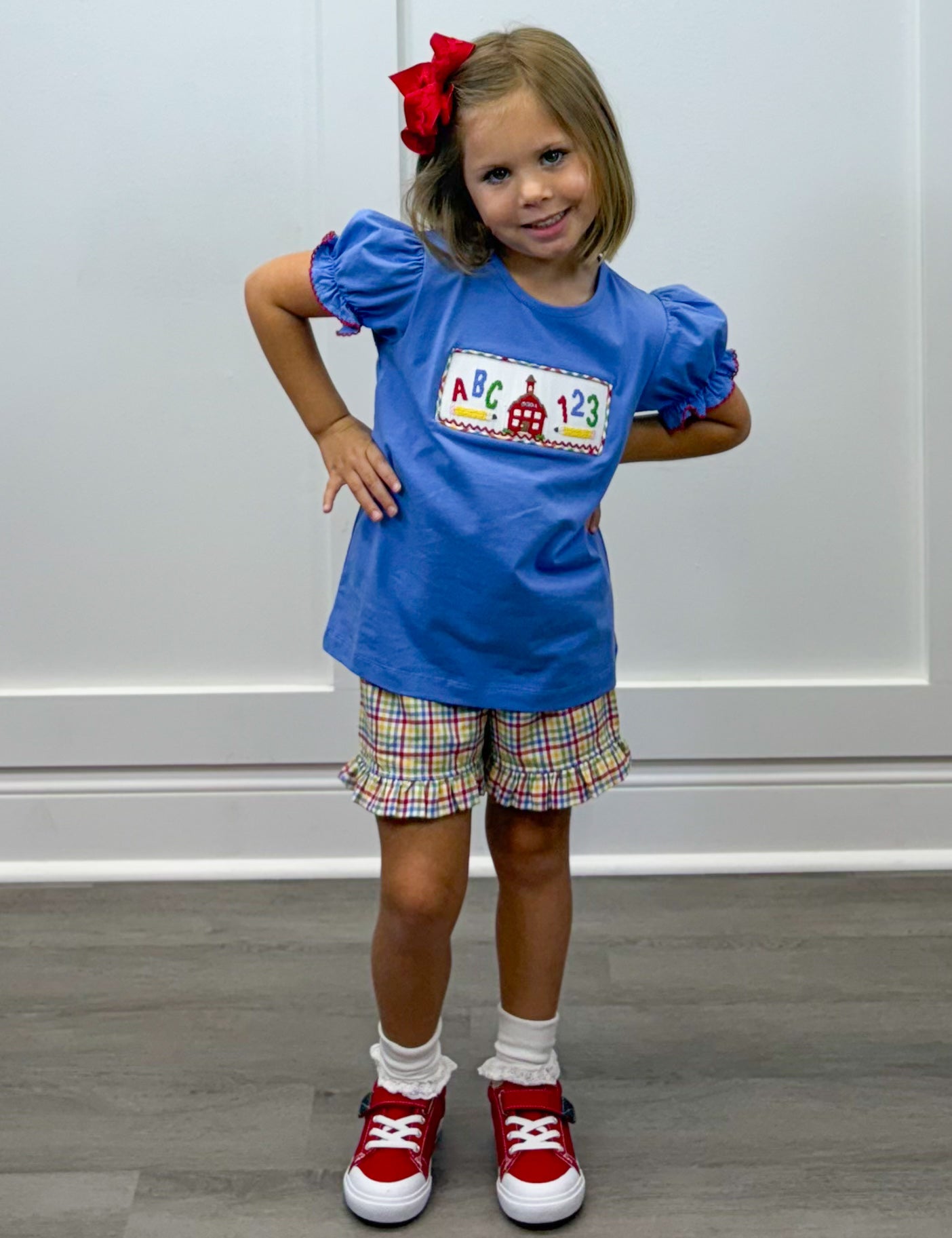 School Days Smocked Girls Short Set Girls Sets Banana Split
