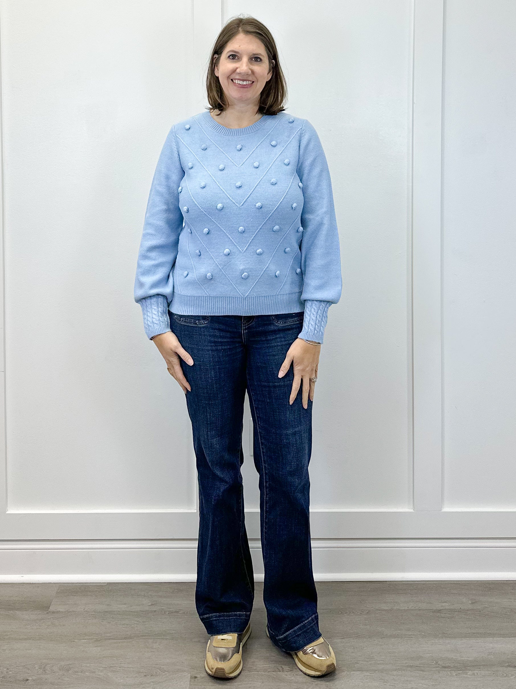 Pom Pom Sweater - Sky Sweaters Umgee