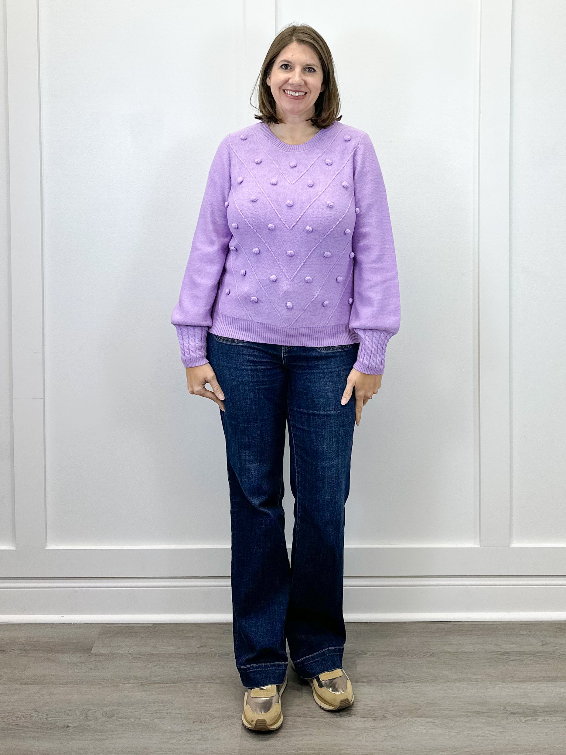 Pom Pom Sweater - Lilac Sweaters Umgee