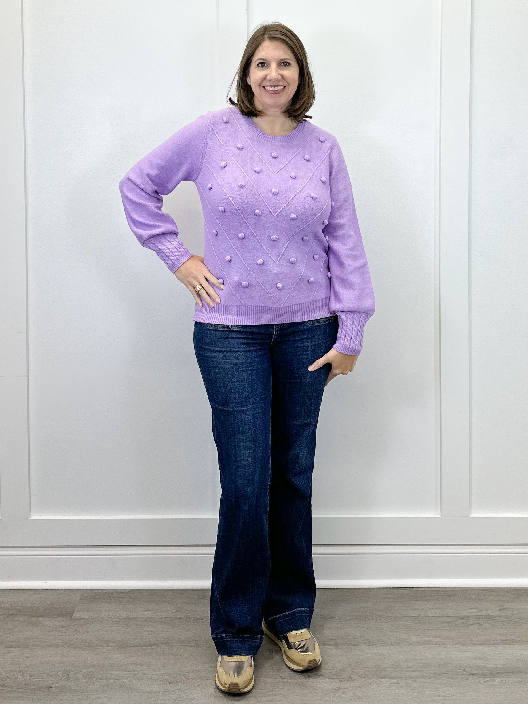 Pom Pom Sweater - Lilac Sweaters Umgee
