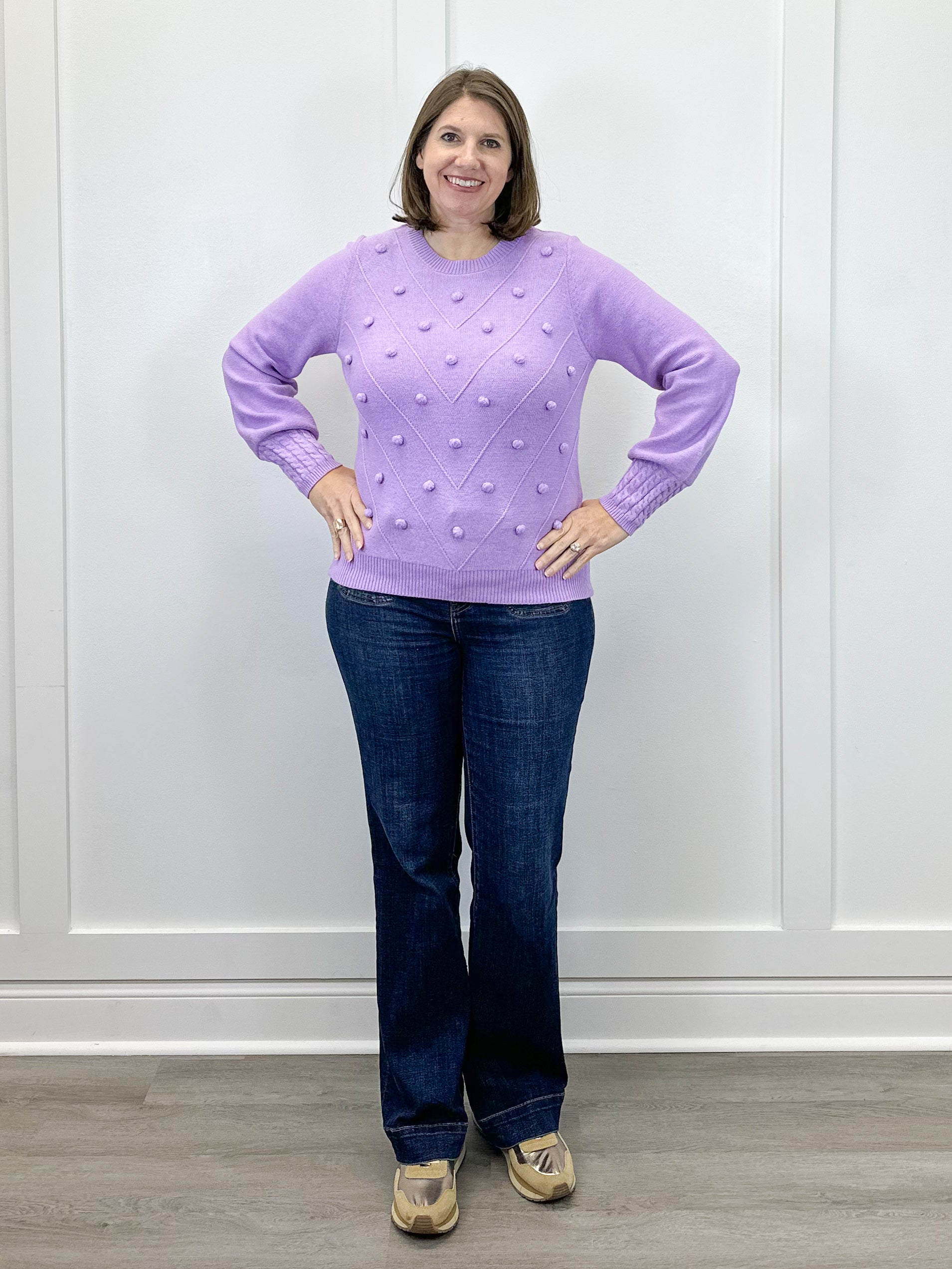 Pom Pom Sweater - Lilac Sweaters Umgee