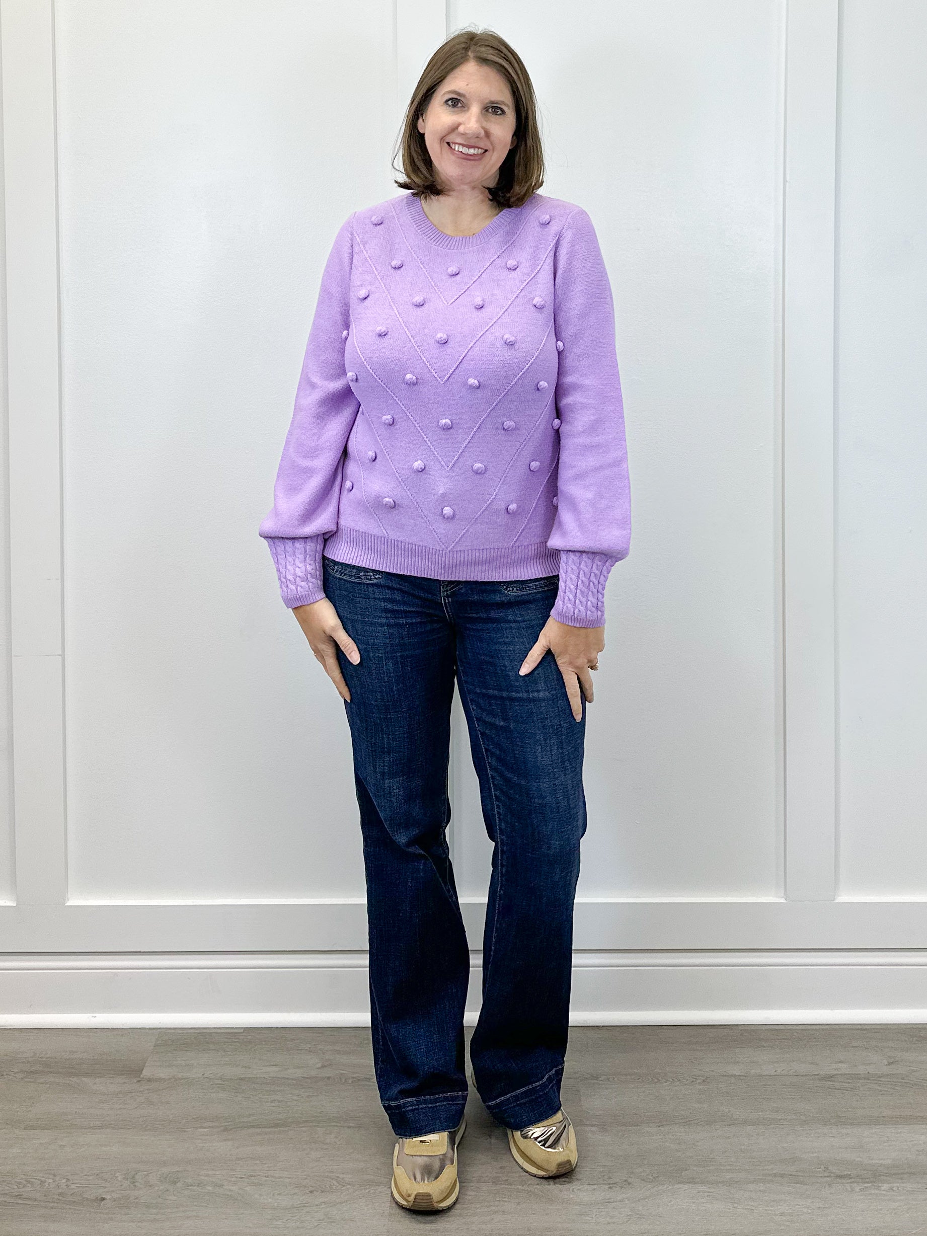 Pom Pom Sweater - Lilac Sweaters Umgee