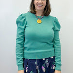 Harbor Mist Puff Sleeve Knit Sweater Sweaters &Merci