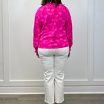 Clever Floral Split Neck Blouse - Fuschia Tops Sugarlips
