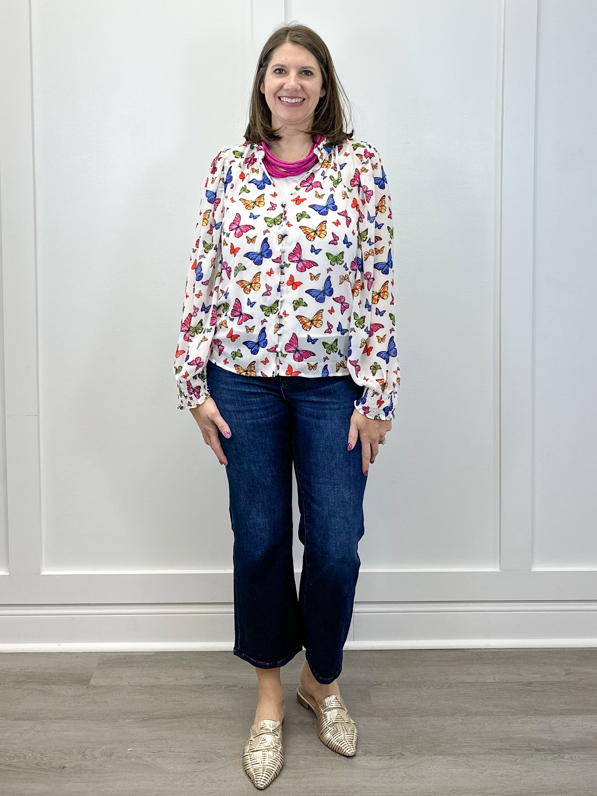 Bess Butterfly Long Sleeve Blouse Tops Sugarlips