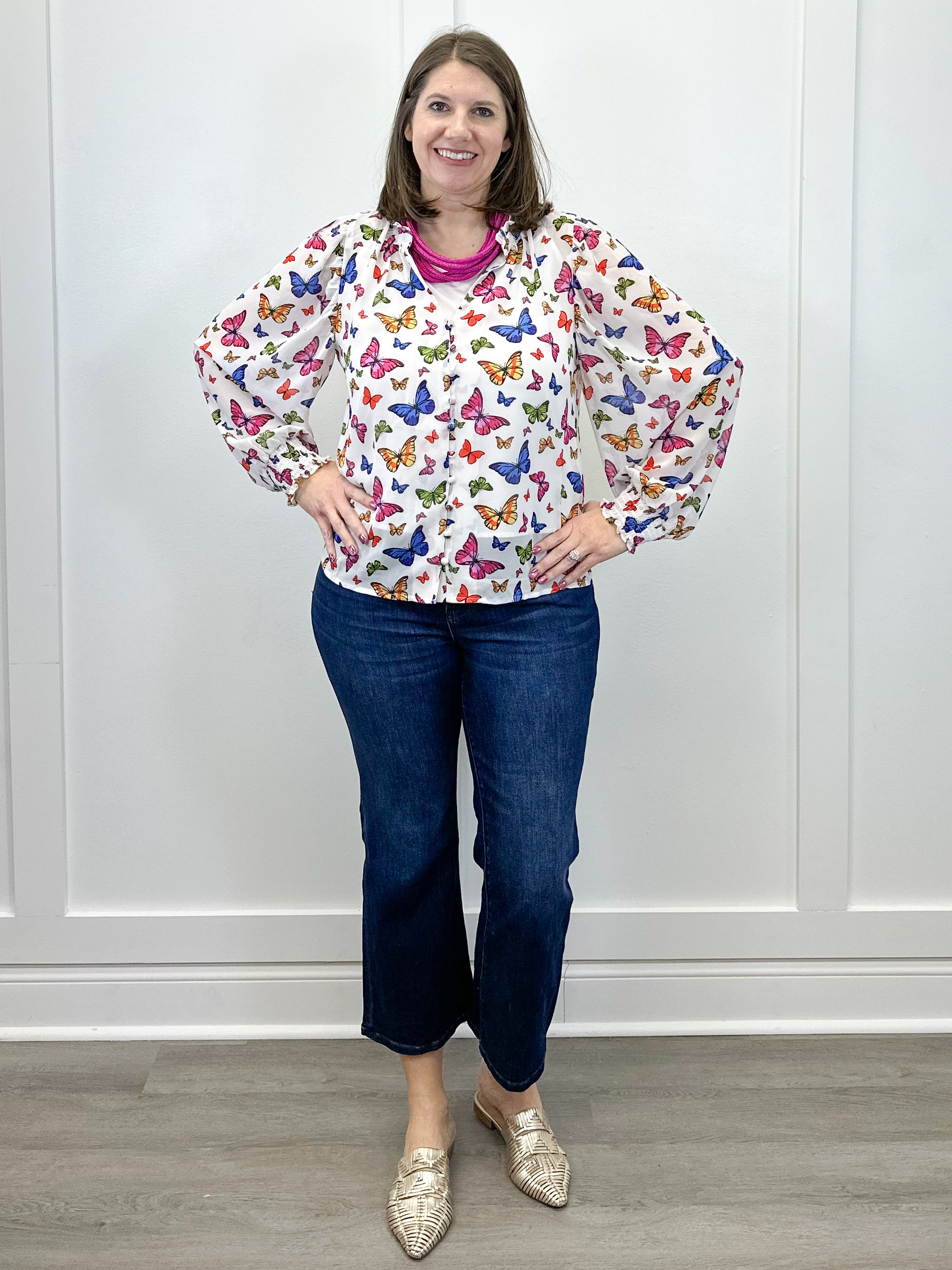 Bess Butterfly Long Sleeve Blouse Tops Sugarlips